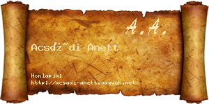 Acsádi Anett névjegykártya