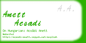 anett acsadi business card