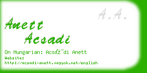 anett acsadi business card
